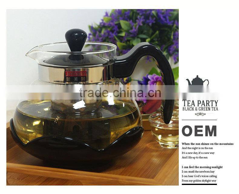 Glass Tea pot with various color to choose , Anti-slip design ,SS 304# tea filter