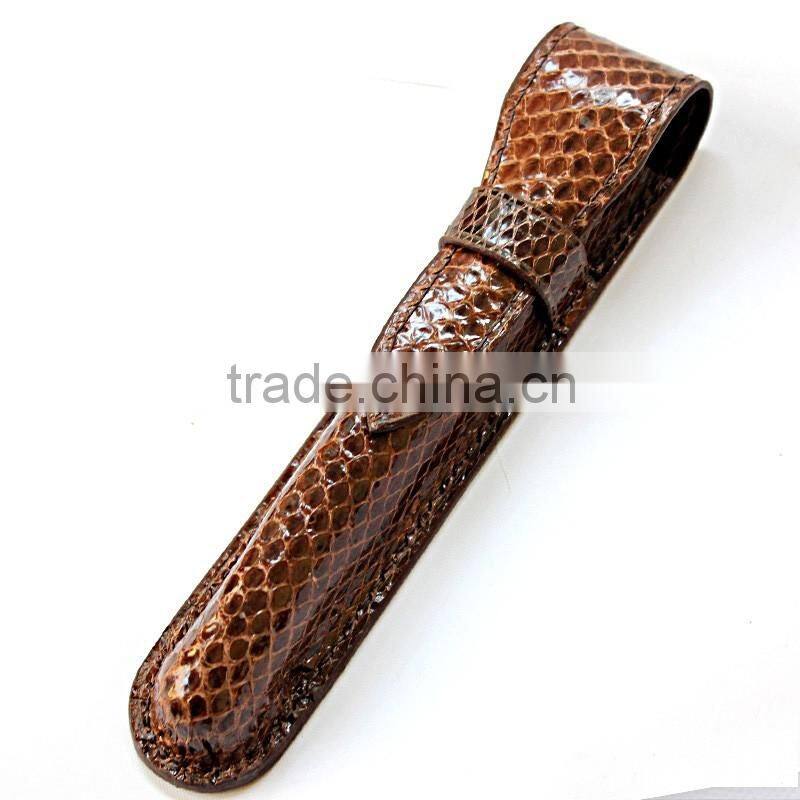 luxury animal leather pen case handmade, business python pen holder for christmas gift
