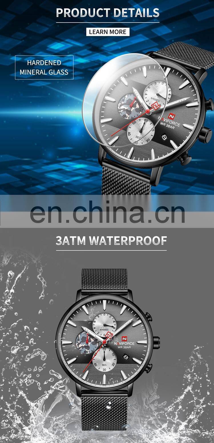 NAVIFORCE NF9169 Men Quartz Watch Simple Luxury Fashion Waterproof Mesh Watches For Mens On Sale