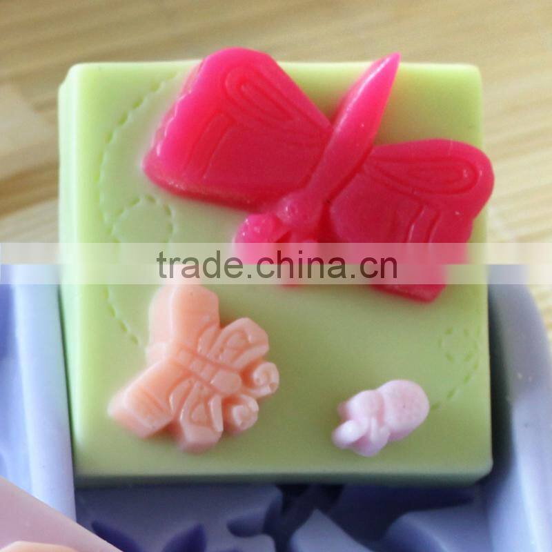 Three Cavity Square Food Grade Silicone Mould For Soap Cake Chocolate Jelly Pudding Making