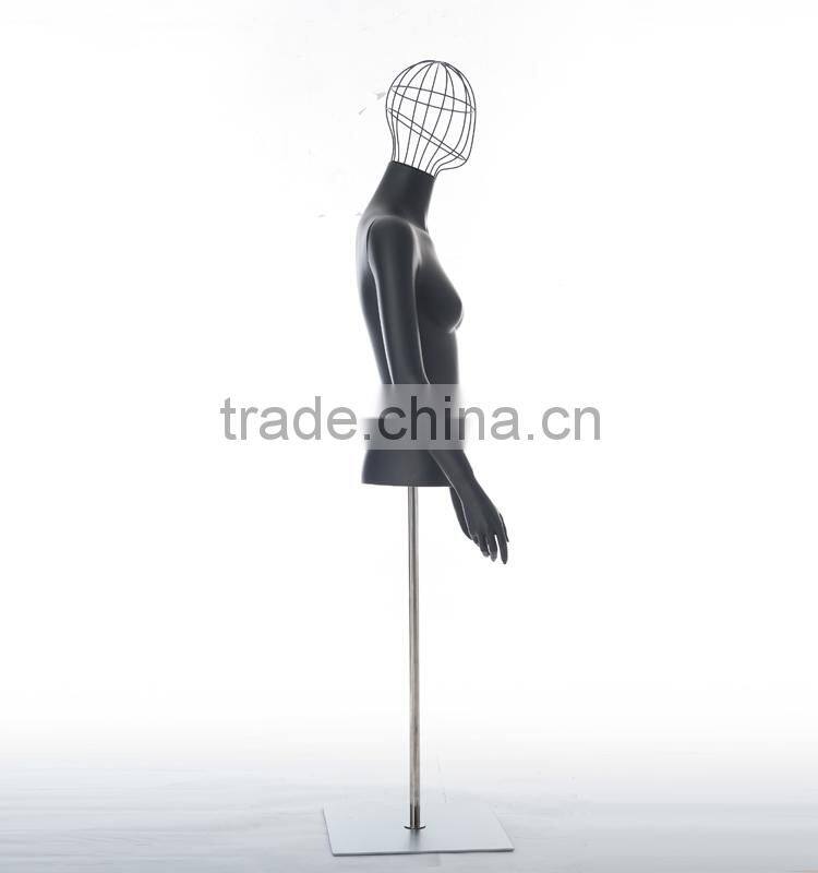half body female torso mannequin with metal head