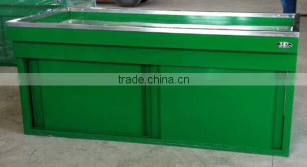 APEX supermarket green sliding door vegetable fruit display shelf