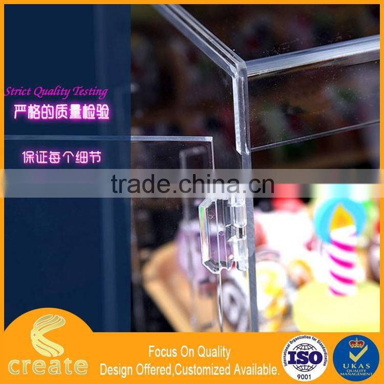 2016 New hot selling acrylic cake display cabinet case with flexible shelves