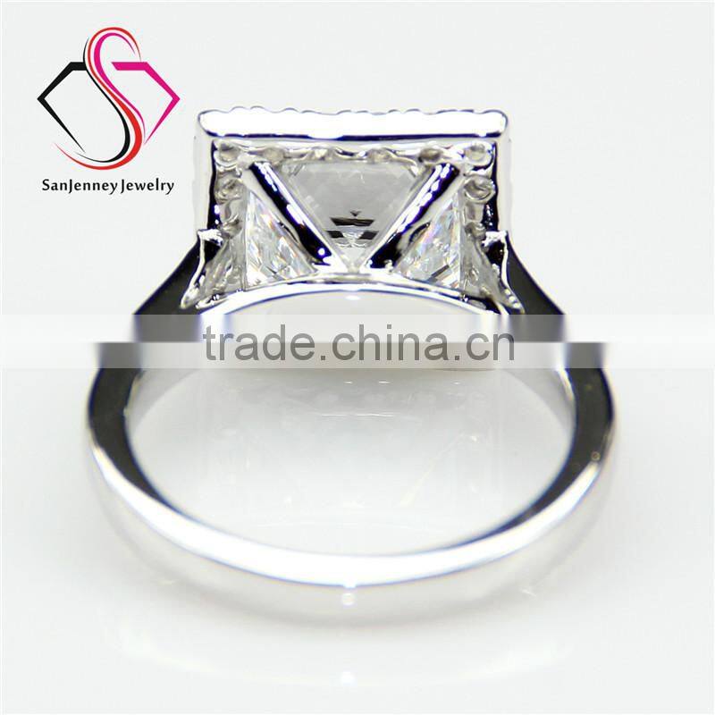 Princess Cut Moissanite Sqaure Halo 3 Carat 8mm Center 14k 18k White Yellow Gold Platinum Diamond Engagement Ring
