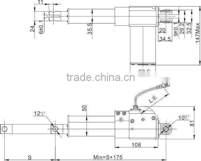 High quality 12V linear actuator with thrust 6000N