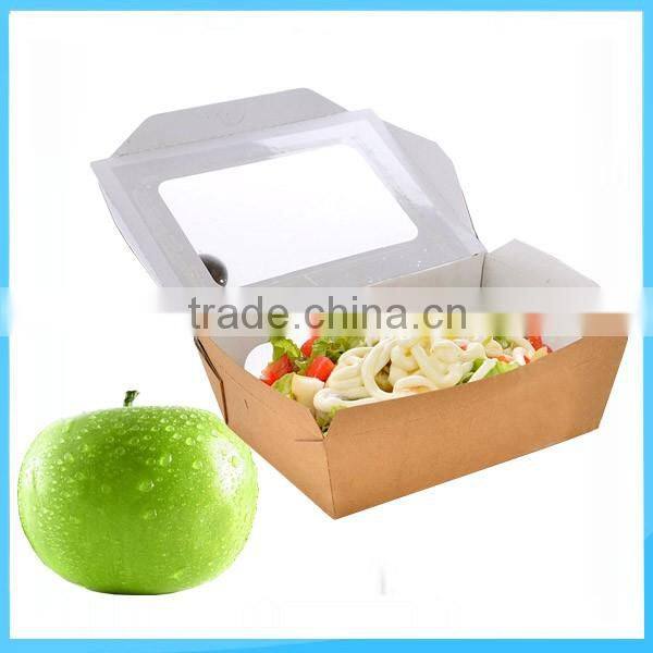 High quality PE craft paper salad box ,paper box with window,paper salad box printed
