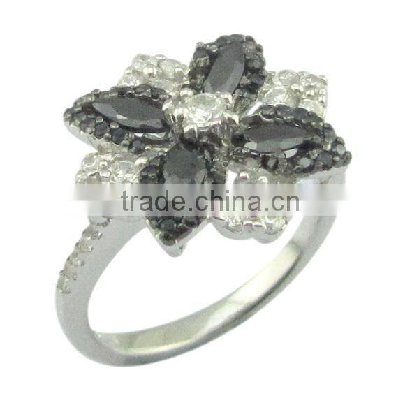 flower 925 silver two-tone plating jewelry ring