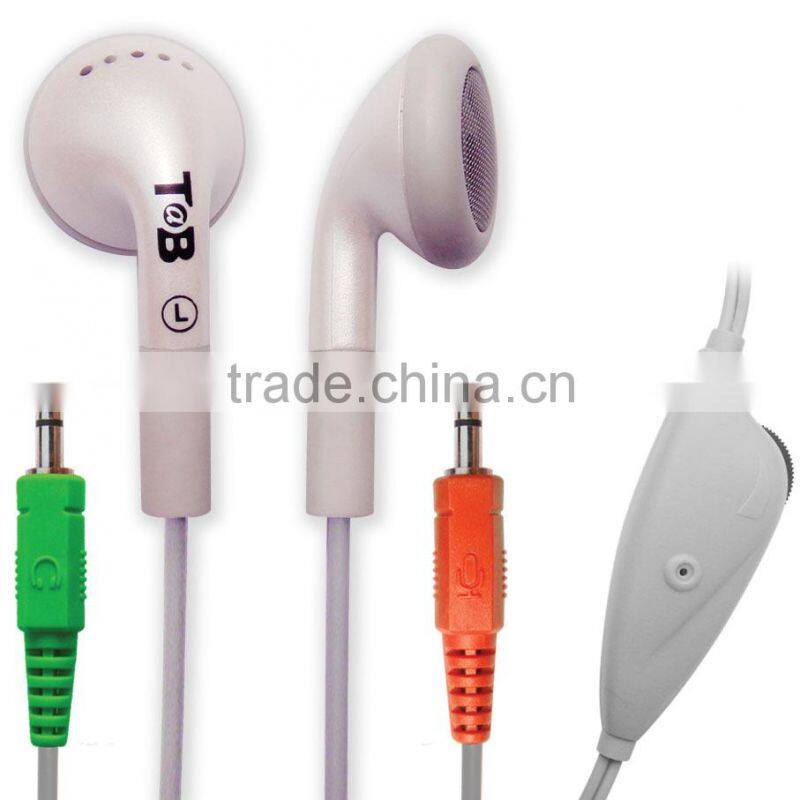 2015 high sensitivity stereo free samples PC computer Mp3 Mp4 earphone earbuds with mic and volume control