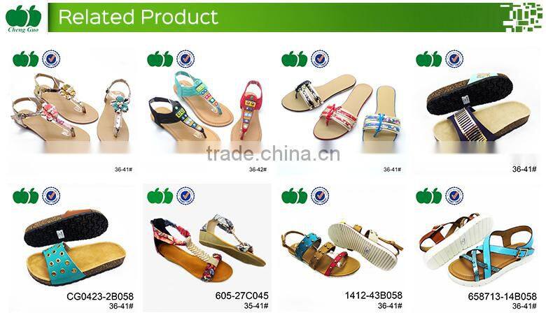Fashion flat summer nice design ladies sandals with bowknot
