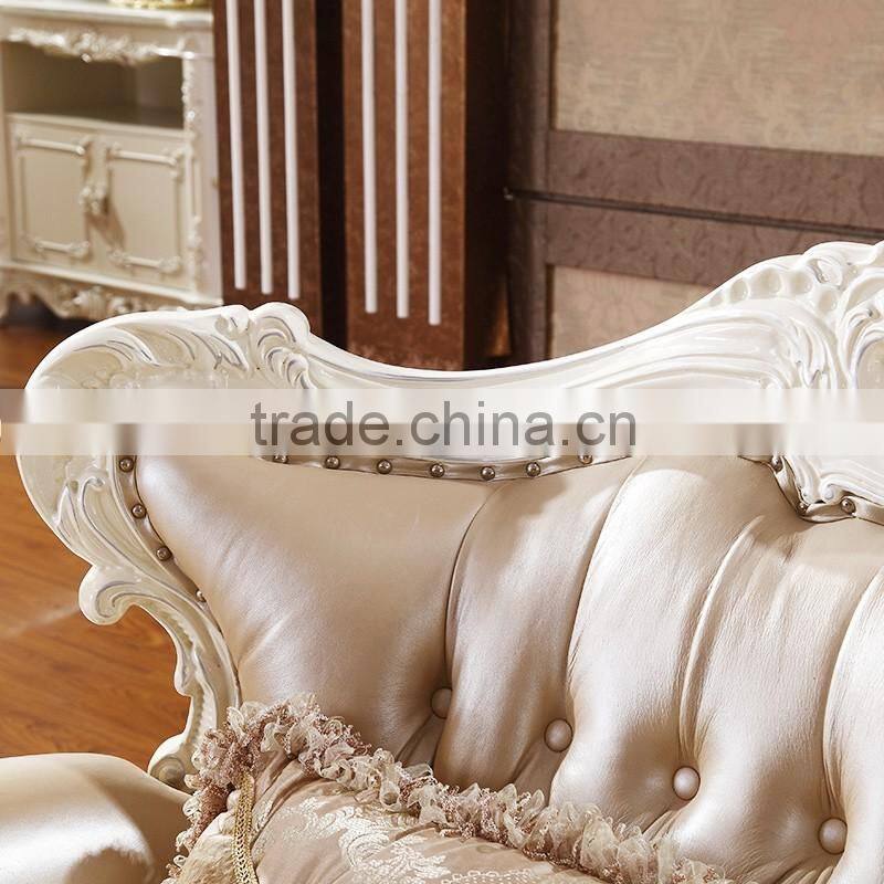 Luxury Classical French Italian European Antique Style Carved Rubber Solid Wood Frame Artistic Red Brown Leather Sofa Set