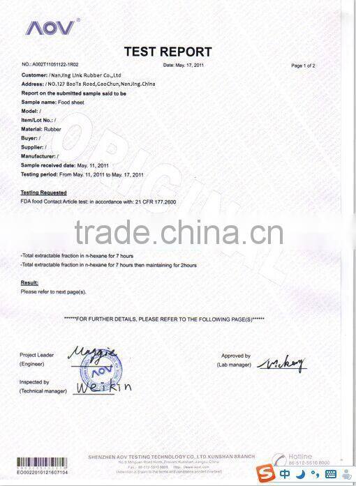 food grade white FDA EPDM rubber sheet especially for food industrial