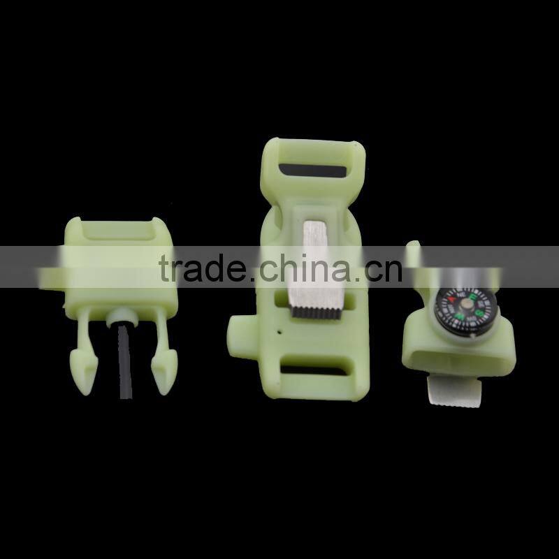 2015 new 3/8'' buckle firestarter whistel buckles with for paracord bracelet