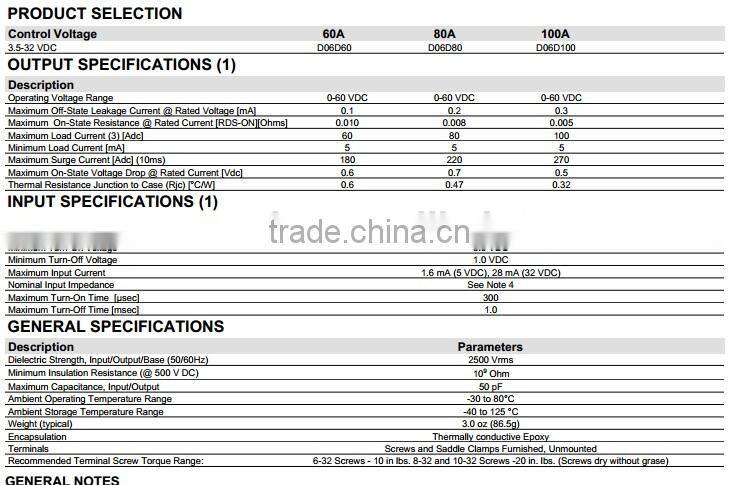 Crydom Solid-State Relay SSR Panel Mount SSR D06D60
