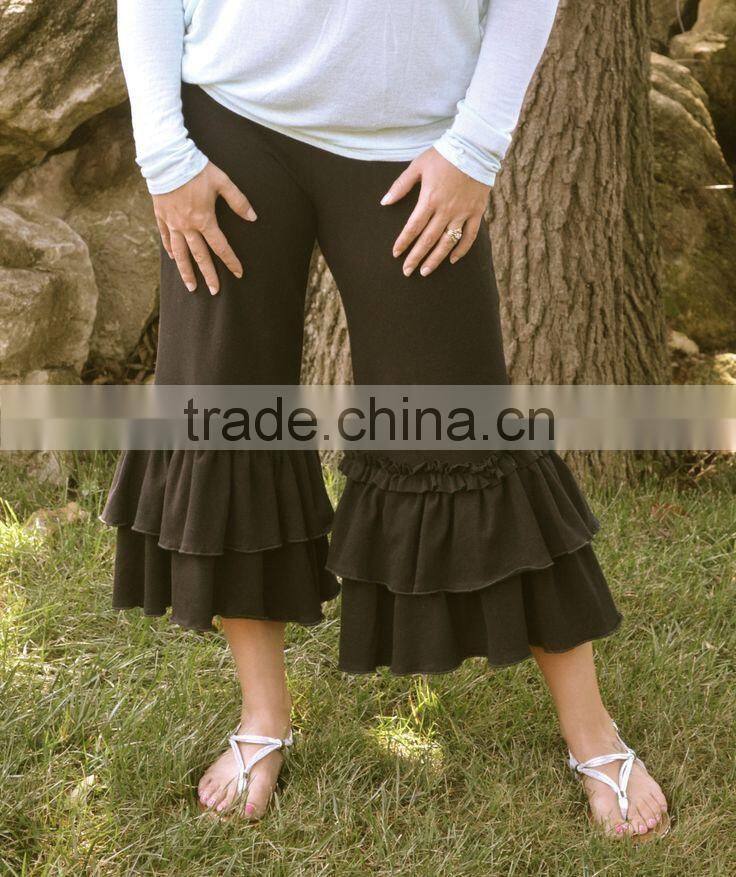 Miss123 Plus Size Yoga waist Women's Formal Capri Pant Suits ruffle pant suit