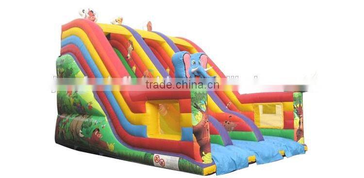 big inflatable slide the safari theme, animal inflatable slide for sale, 3d elephant n hippo double lane slide
