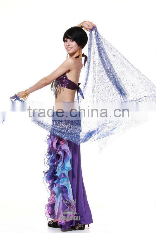 Belly dance performance / practice costume veil for ladies with glittering dots (SJ009)