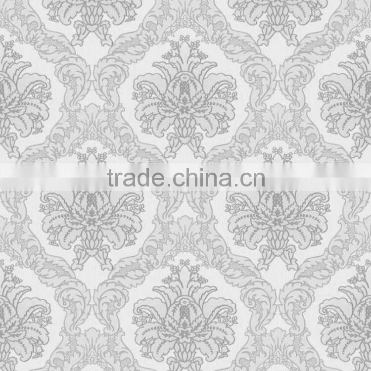 remnants deep embossed vinyl wallpaper, black and silver gorgeous damask wall sticker for shop , best wall sticker pattern