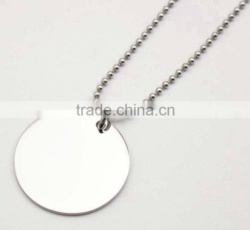 Blank Round Disk Pendant Fashion Ball Chain Necklace
