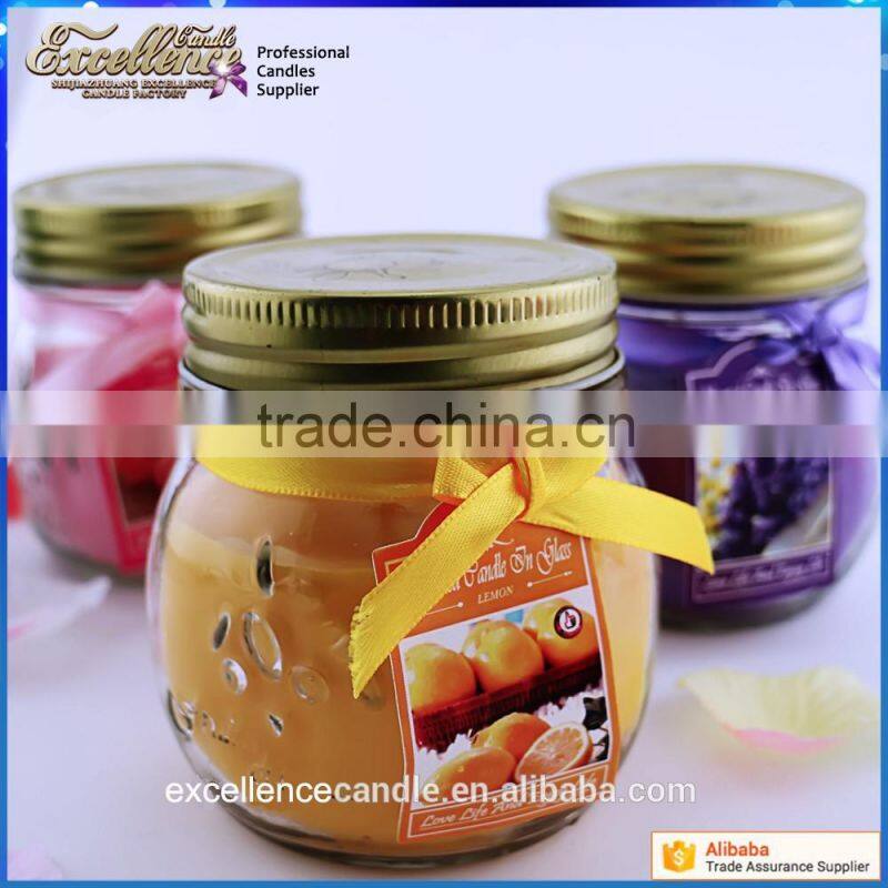 2016 amazing home decoration glass jar scented candles with lid