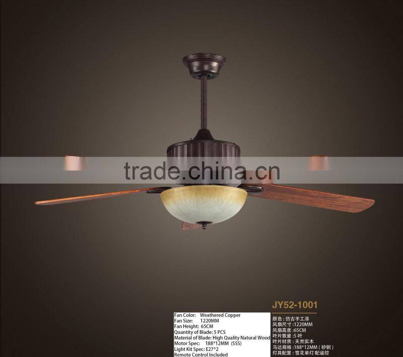 CEILING FAN 52" - VINTAGE BLACK WITH WEATHERED OAK PT1306-1