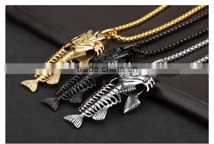 new fashion stainless steel fish bone pendant