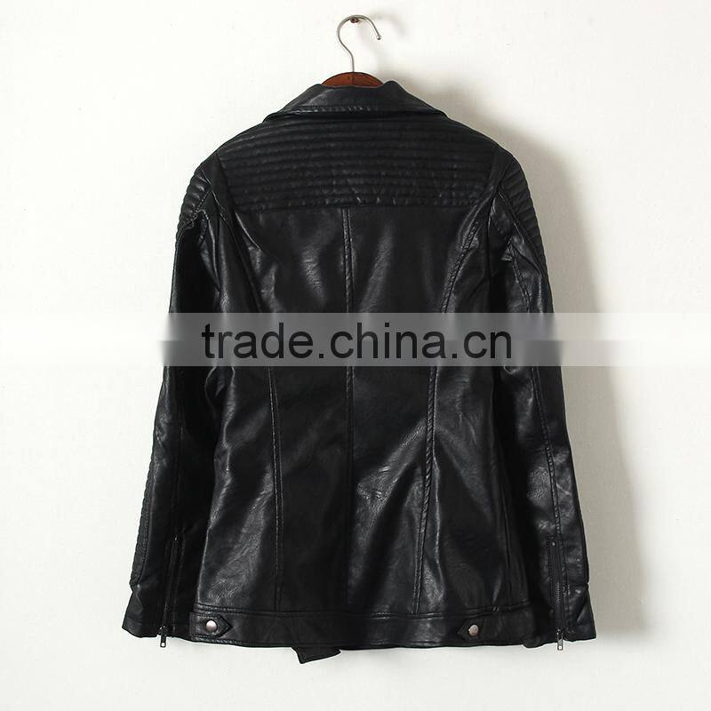 Eco-friendly most popular UK women pu leather jacket 2014 deft design jacket