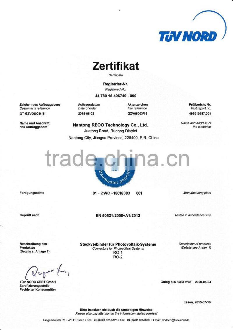 PA , TUV approved waterproof solar MC3 connector