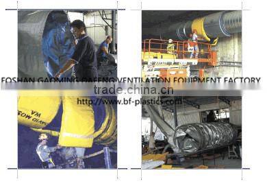 Ventilation air ducting used in the mine and tunnel industry