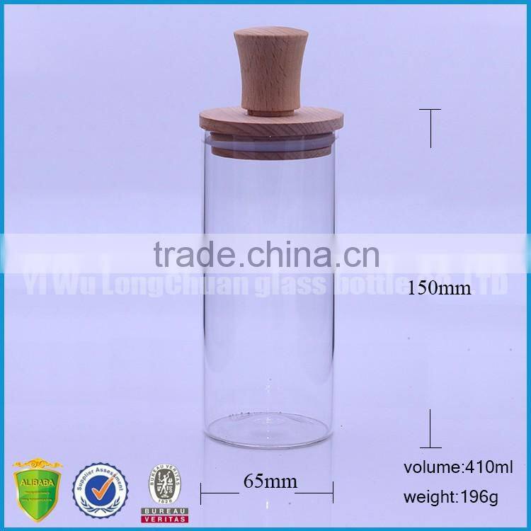 14oz glass bottle with bamboo/cork/wooden lid