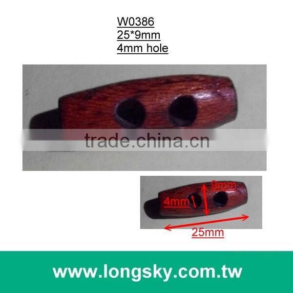 (#W0386) 500pcs stock 1" long red-brown two hole natural wood toggle