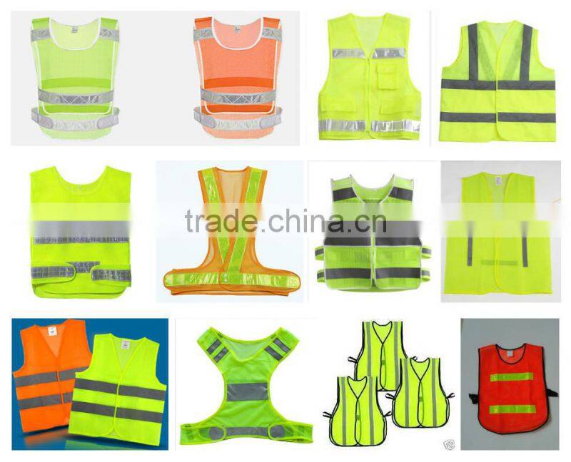 EN471 adult security protection Orange Yellow Reflective Strips Safety Warning Vest Jacket Clothing