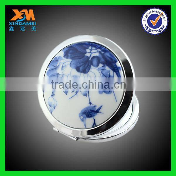 Metal round shape pocket makeup cosmetic mirror