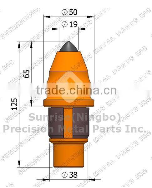 B47K19H Tungsten carbide tipped step shank betek pick conical drill bit rock drilling auger round shank cutter