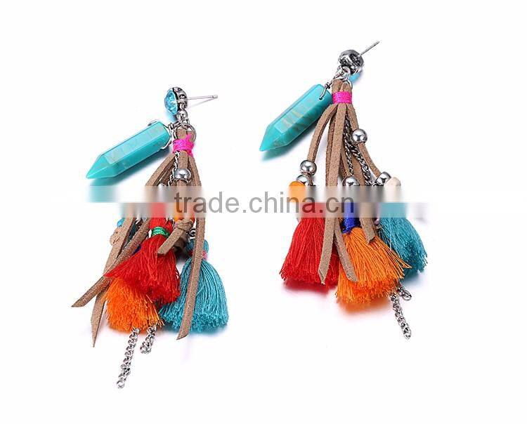 Fashion jewelry vintage bohemian ethnic beautiful colorful tassel dangle earring