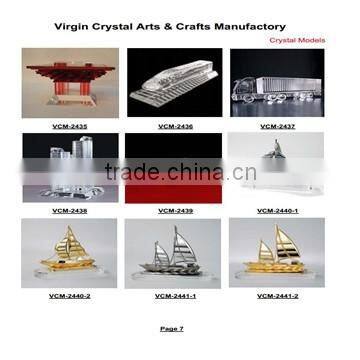 Crystal 3d modern model building with glass base /crystal model aircraft building models for office decorations