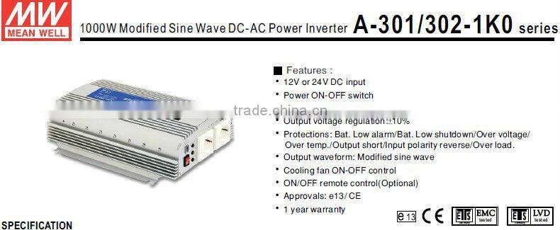 Meanwell 1000W Modified Sine Wave DC-AC Power Inverter 24v inverter/dc to ac inverter design circuit