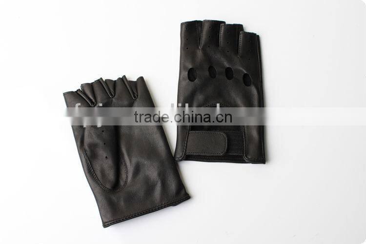 custom sheepskin cool fingerless leather cycling glove