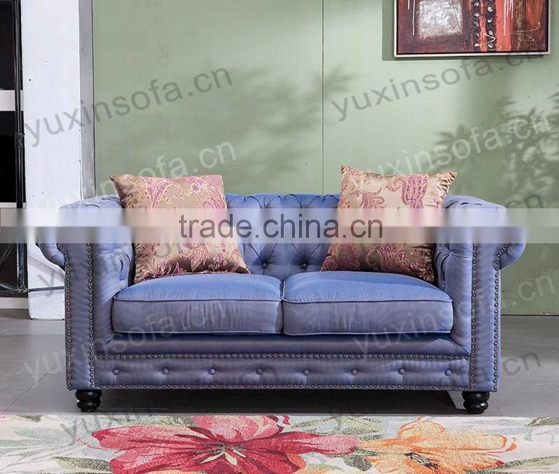 European New Antique Home Furniture Fabric Sofa, Chestfield Sofa Style for Livingroom Furniture from Foshan