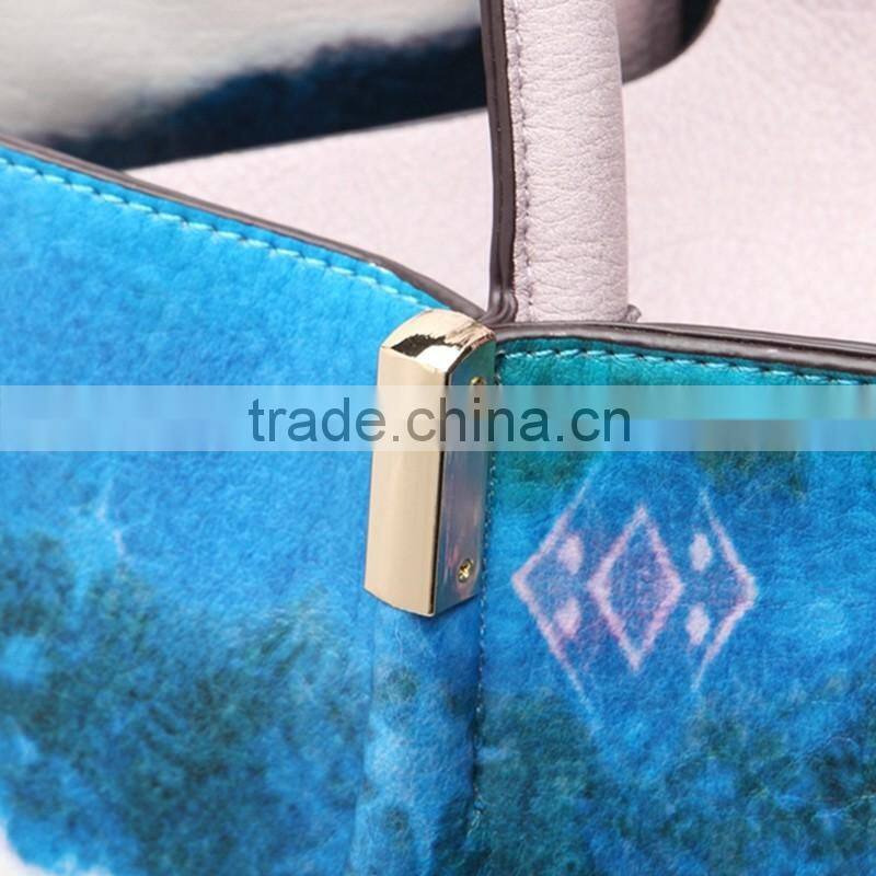 Trendy ladies printed shoulder bags leather handbags with printing pattern