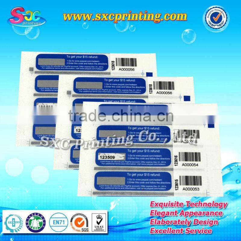 Waterproof sequential number stickers , serial number sticker , barcode label sticker