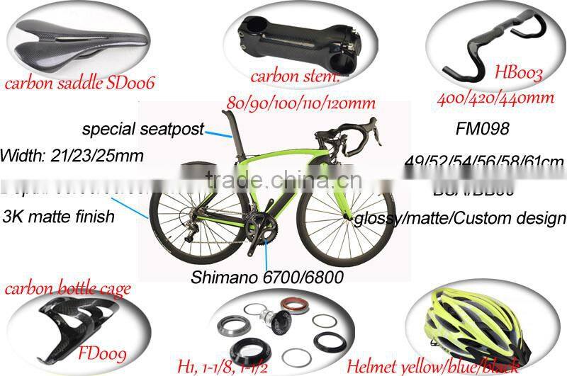 Hot!!! DIY carbon road bike frame DI2 groupset carbon road bicyle customized frame and wheelset