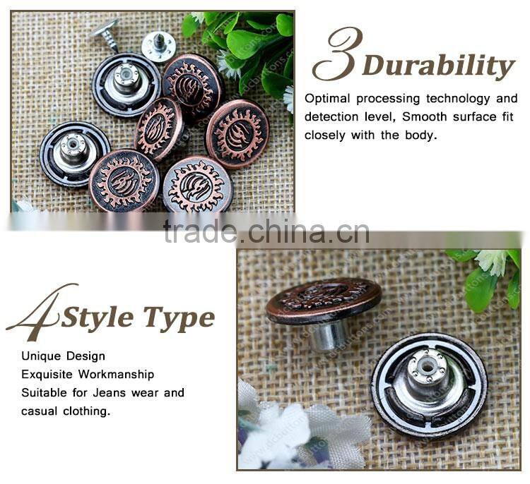 Metal Logo Custom Made Clothing Buttons for Jeans Wear