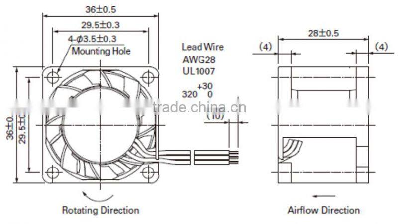 1.5 inch General DC Fan / 36x36x28mm DC Radiator Cooling Fan 12v