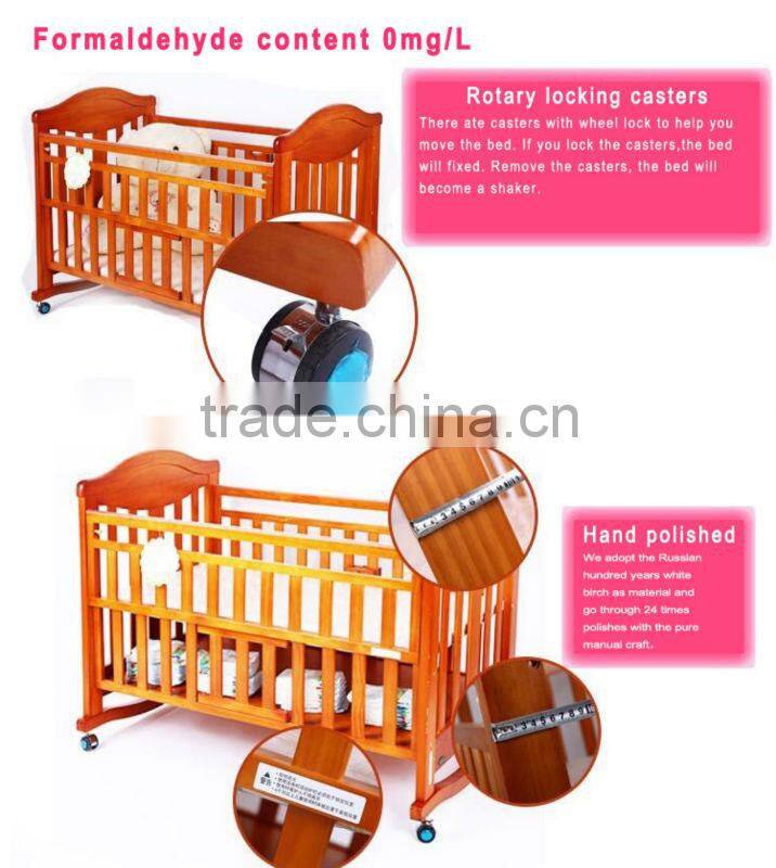 2015 best quality top seller Wooden baby cribs