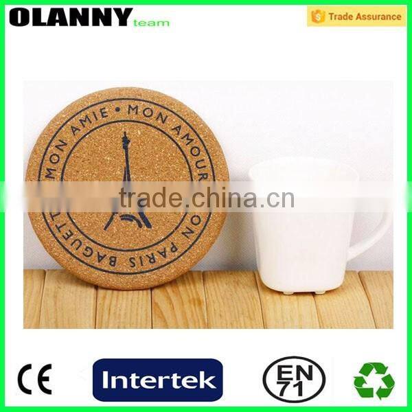 promotion high quality wood round cork coaster