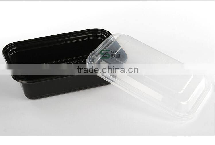 700ml black plastic food container/take out lunch container/takeaway bento box /storage container/ disposable lunch box