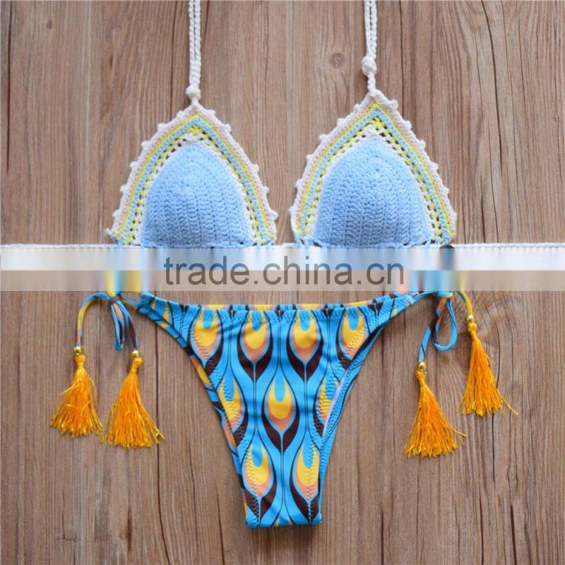 mature women crochet hand swimwear, knitted sex bikini