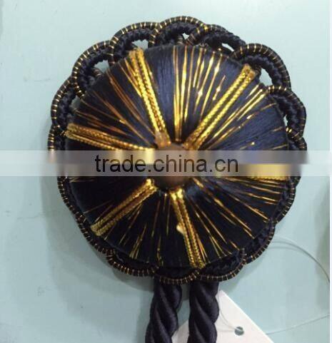 Rayon fabric bullion fringe tassel type decoration tassel with golden yarn