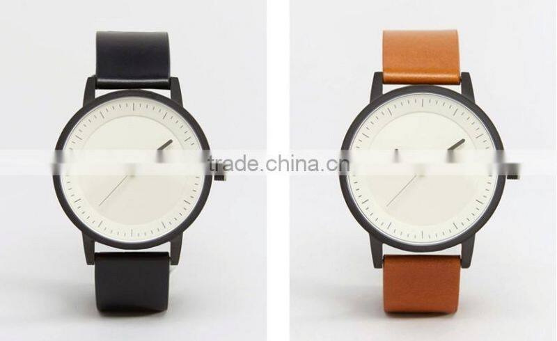 Top quality japan miyota 2035 movement quartz watch with genuine leather strap