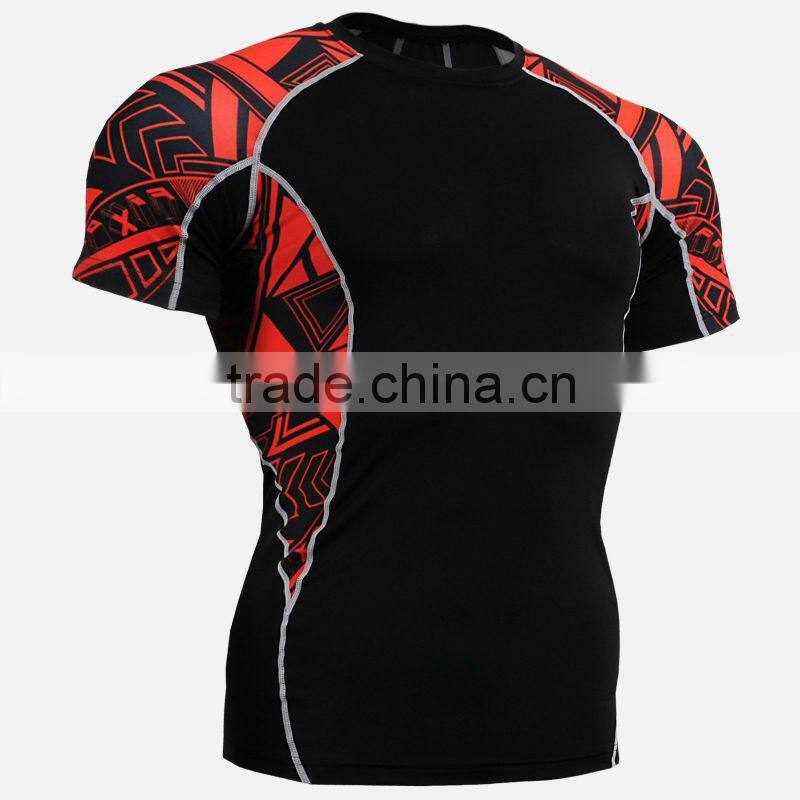 Compression base layer skin tight short sleeve athletic wear with low moq